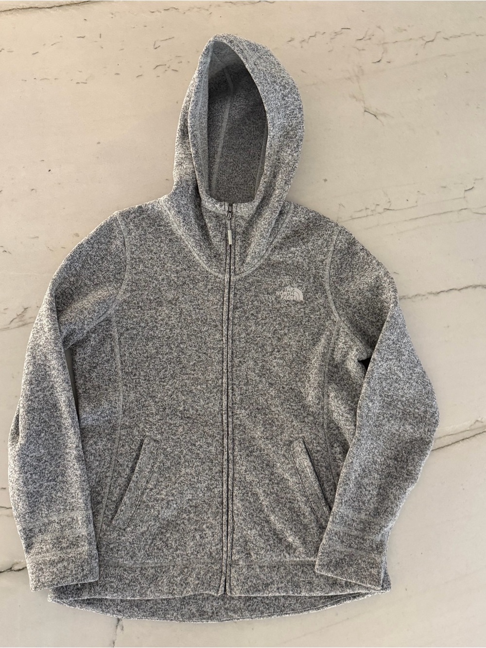 The North Face Jacket Womens Large Gray Hooded Full Zip Fleece Thermal Outdoor